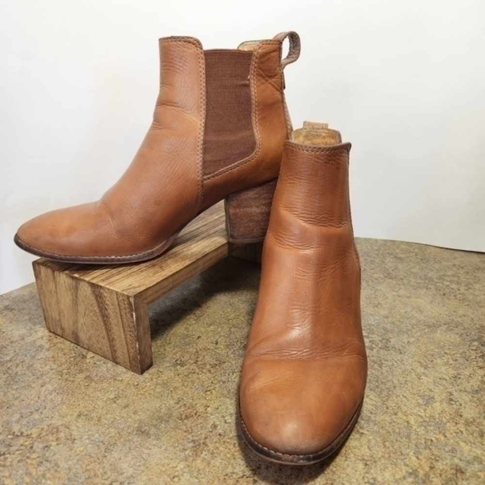 Madewell Regan Boot Booties 7 Leather Rodeo Country Chelsea Heeled Camel Staple